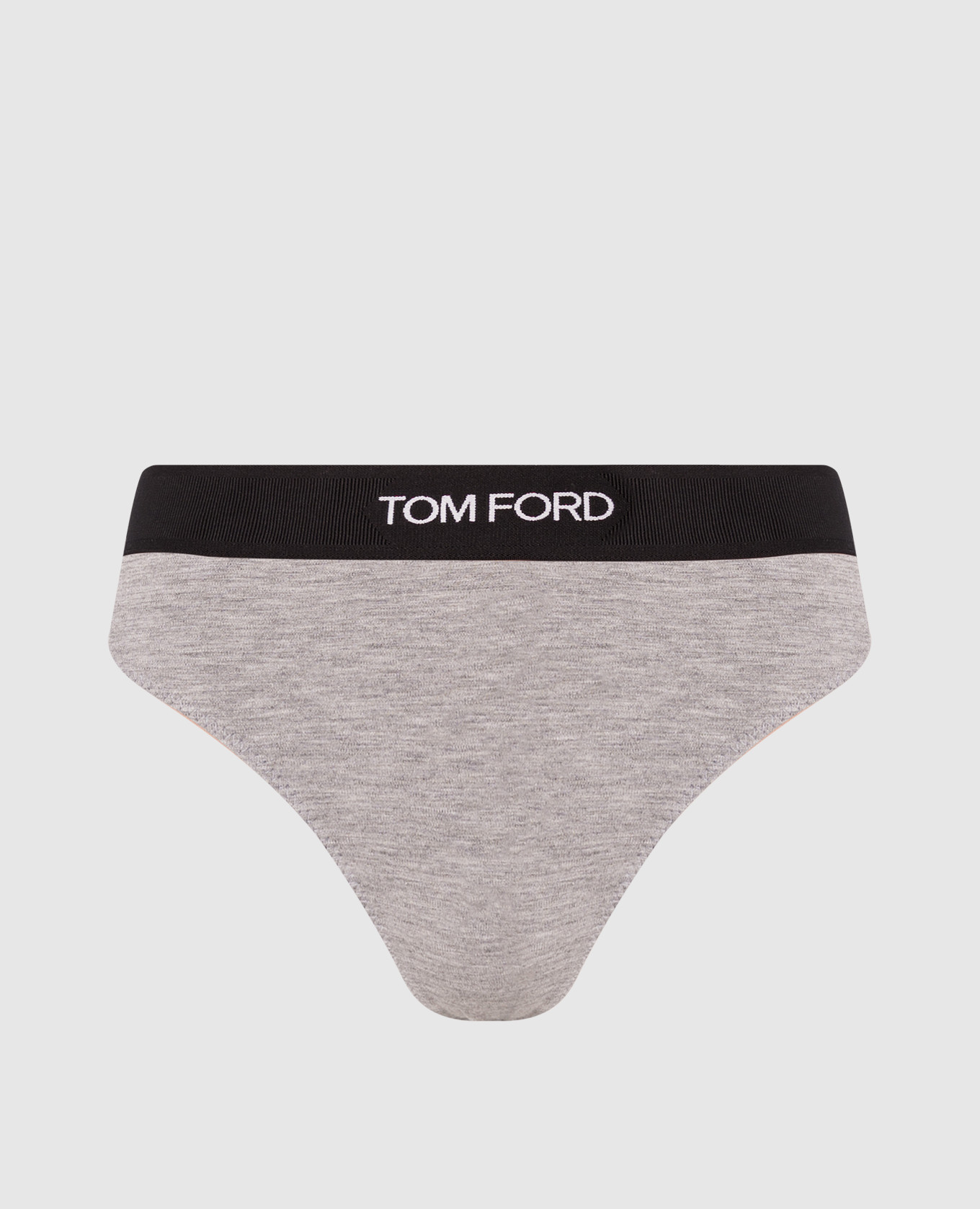 

Grey melange thong panties with logo Tom Ford