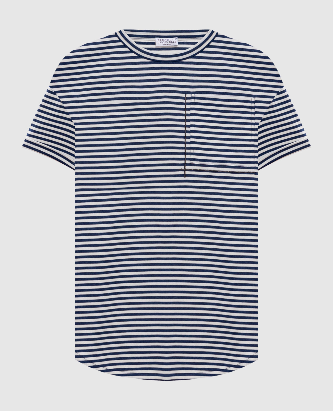 

Blue striped T-shirt with monil chain Brunello Cucinelli