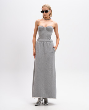 Vetements Gray maxi skirt with logo embroidery WA65SK120G
