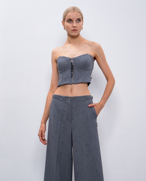 Twinset Gray bustier top with logo 242AM2044