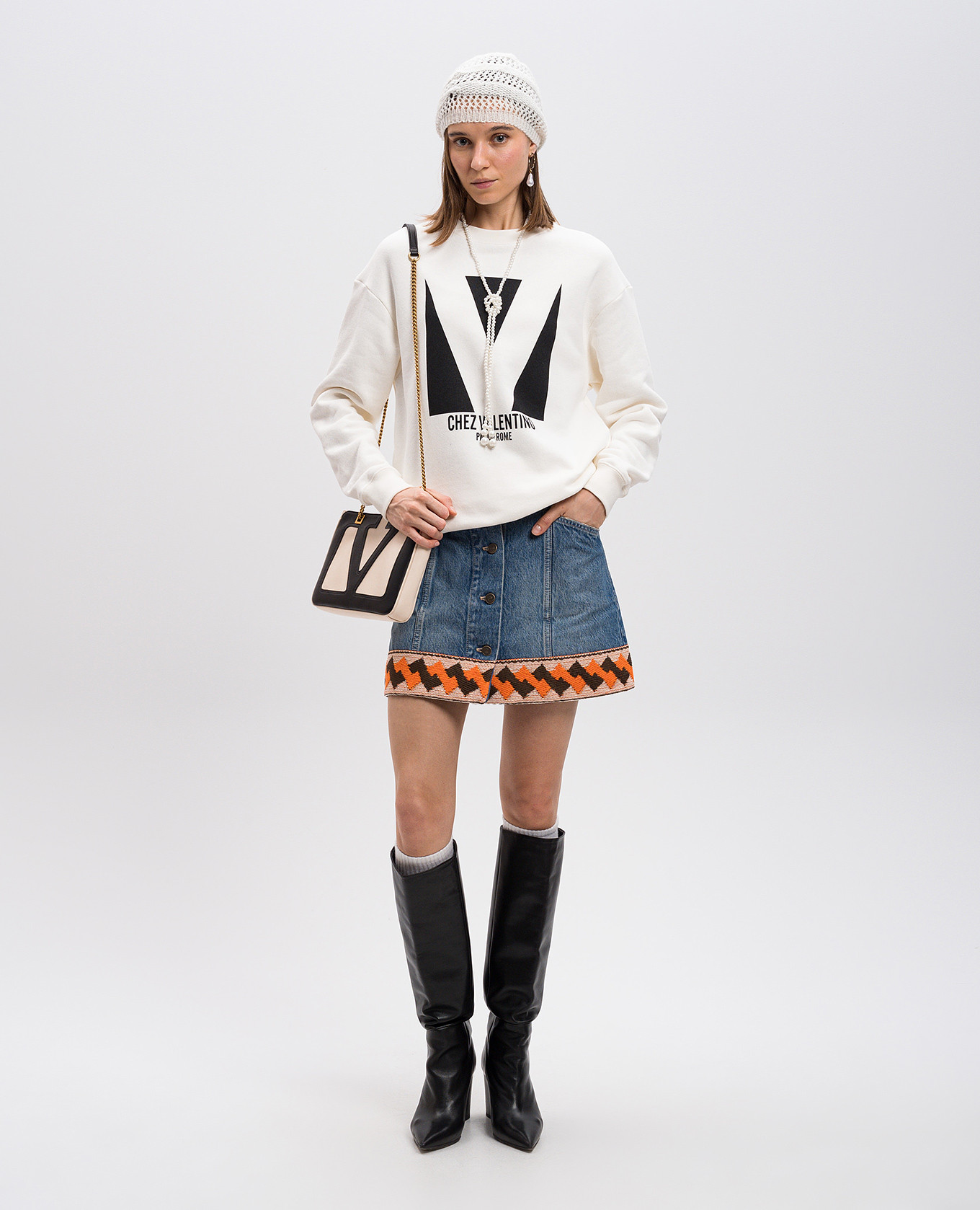 

White sweatshirt with logo print Valentino