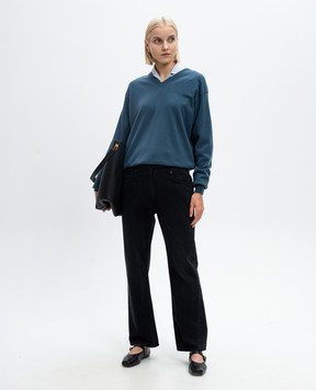 The Row Gracy blue cashmere pullover 8087Y556