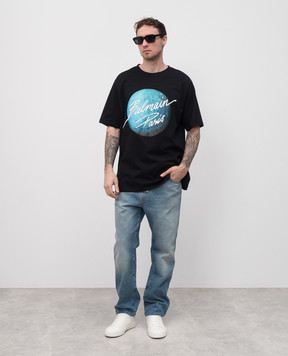 Balmain Black T-shirt with print EH0EG010GE80