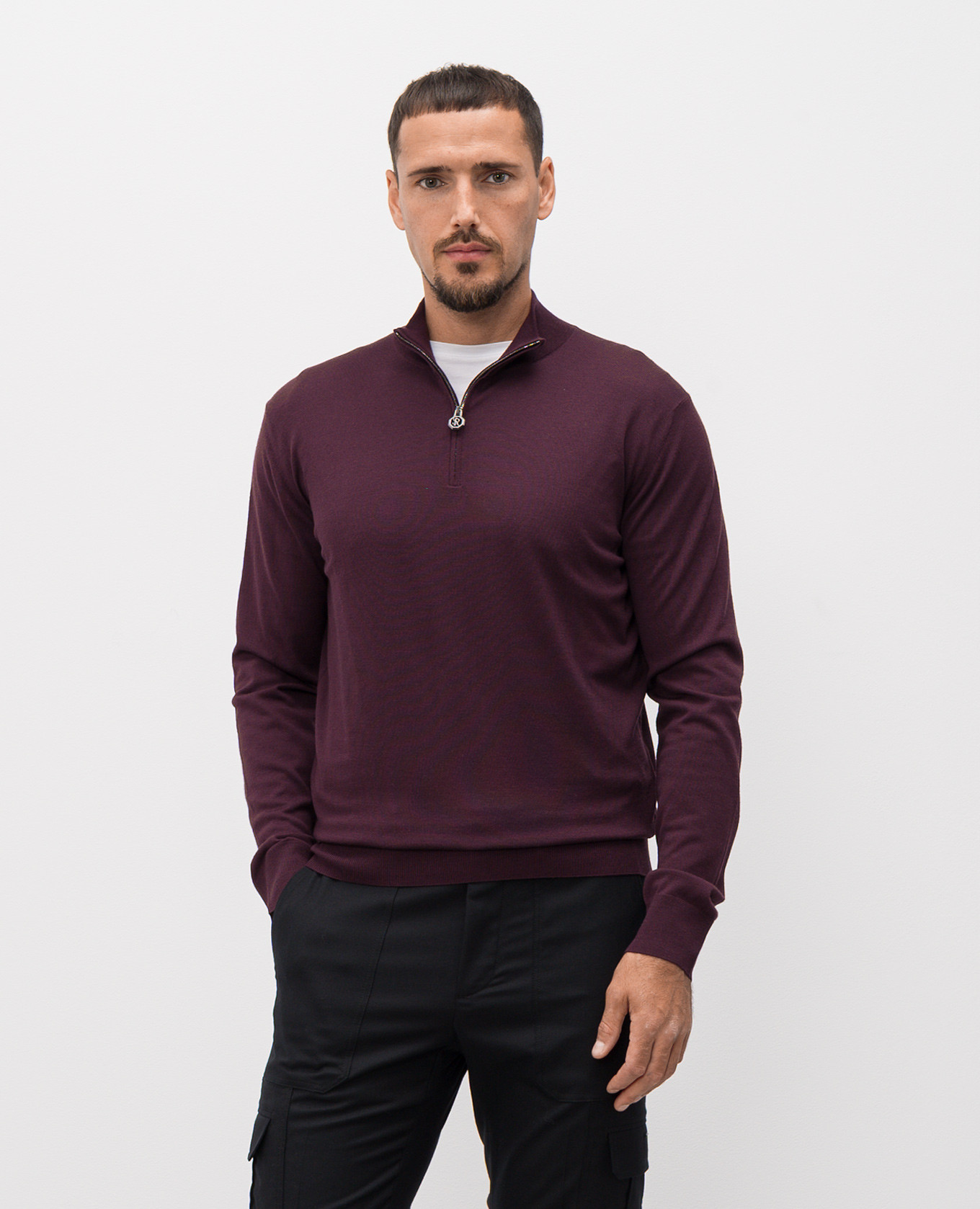 

Burgundy wool jumper with zipper Stefano Ricci