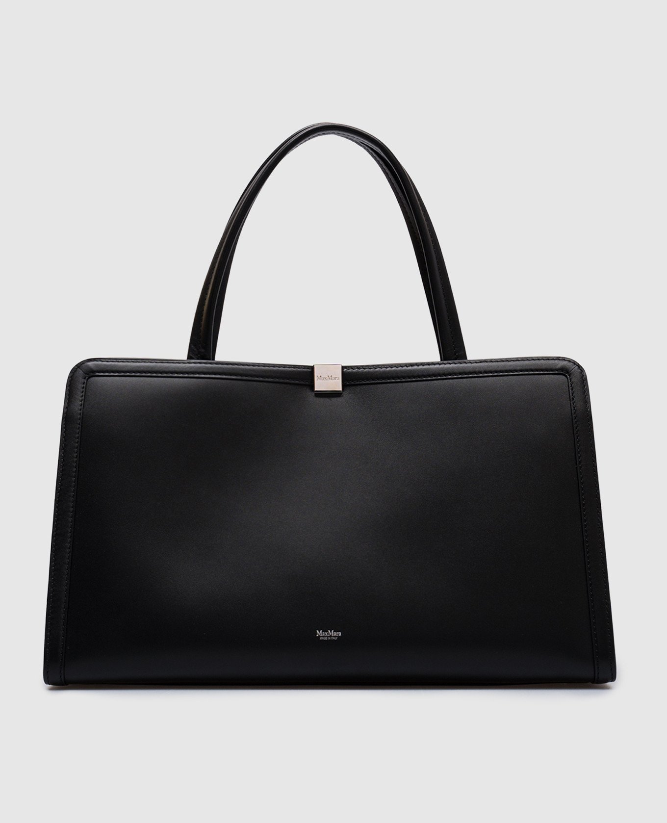 

Black leather tote bag with logo print Max Mara