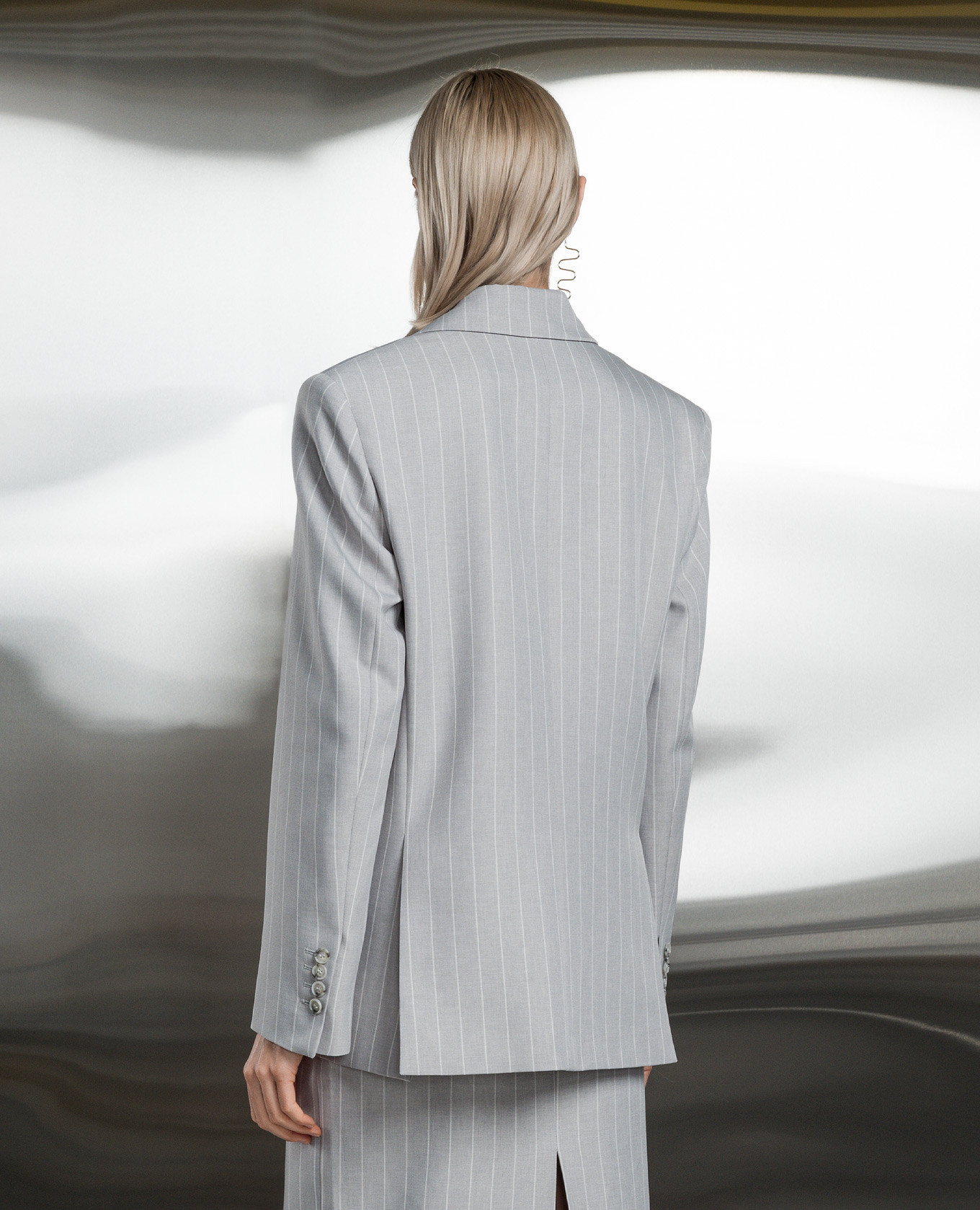 

Gray double-breasted striped jacket The Andamane, Grey