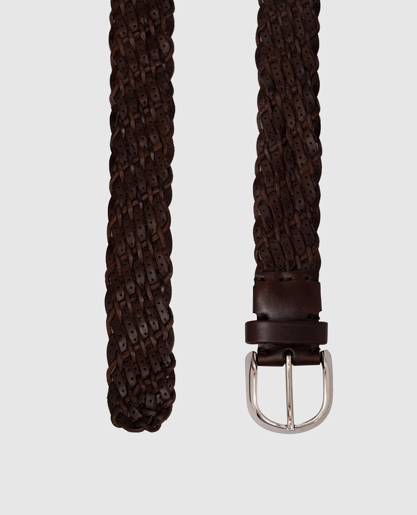

Brown leather braided belt with perforation Brunello Cucinelli
