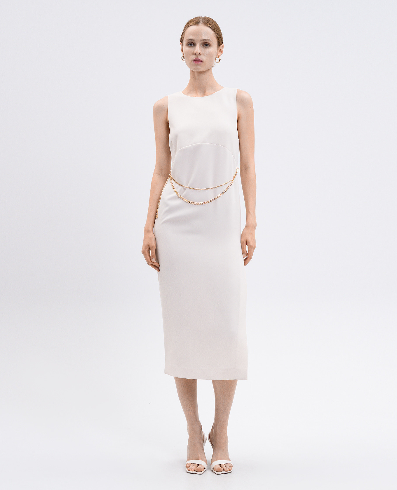 

Beige midi dress with chain Twinset