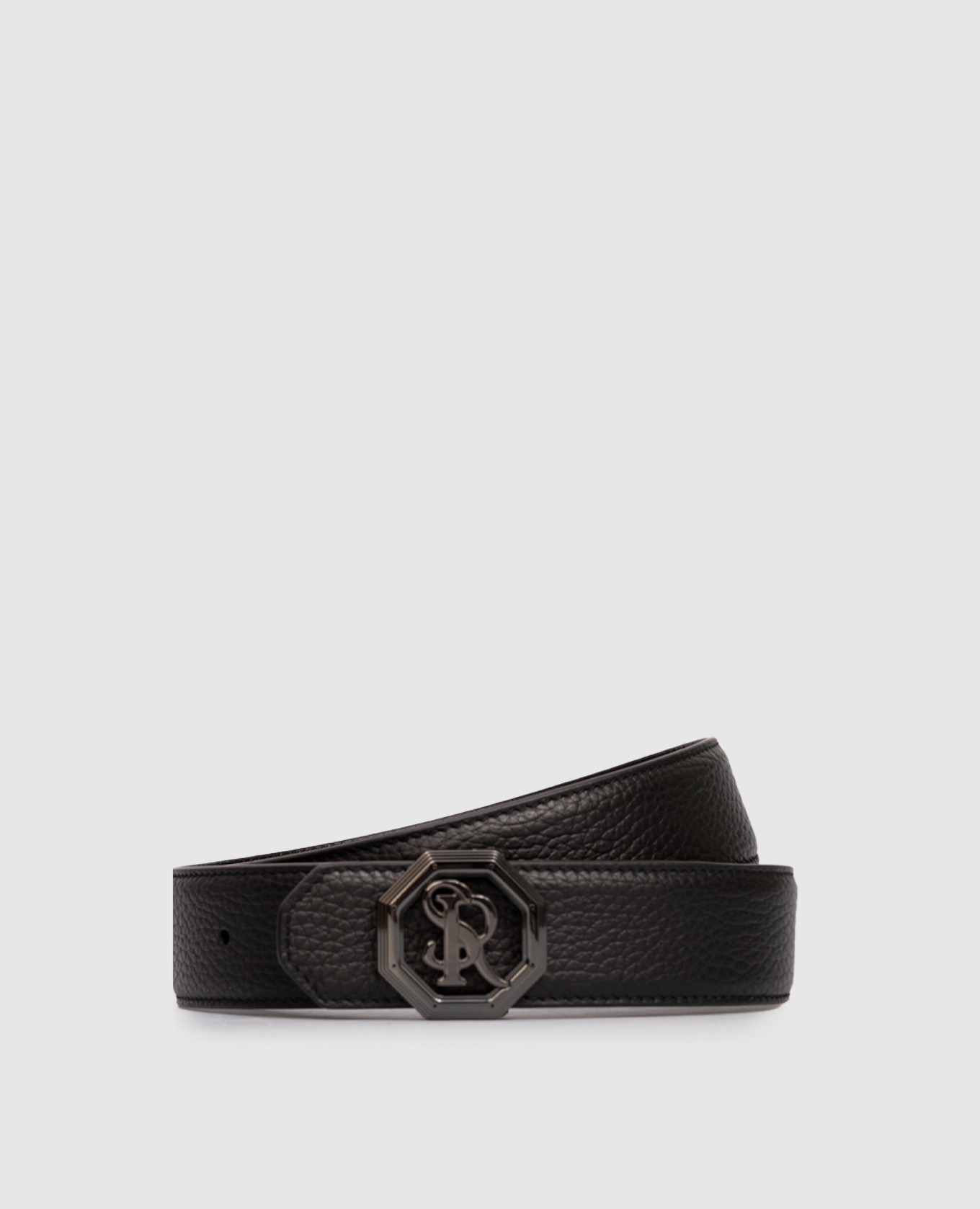 

Black leather belt with monogram logo Stefano Ricci