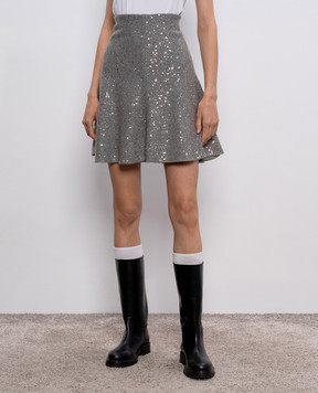 Brunello Cucinelli Gray sequined cashmere and silk skirt M83516989P