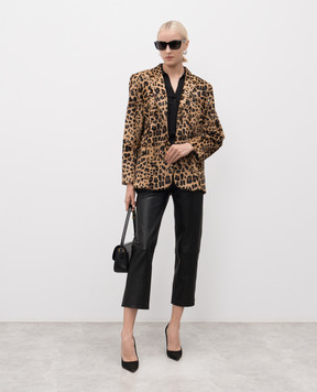 Simonetta Ravizza Blair brown leather jacket in animal print F05JA223K1