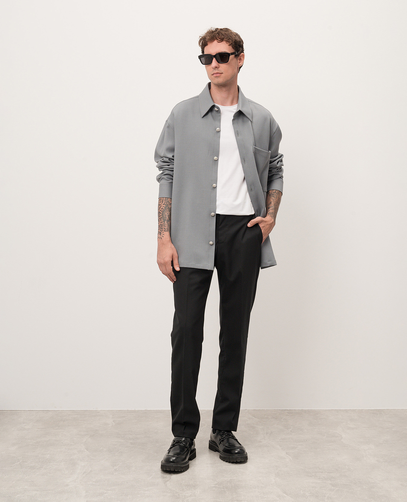 

Gray shirt with wool Balmain, Grey