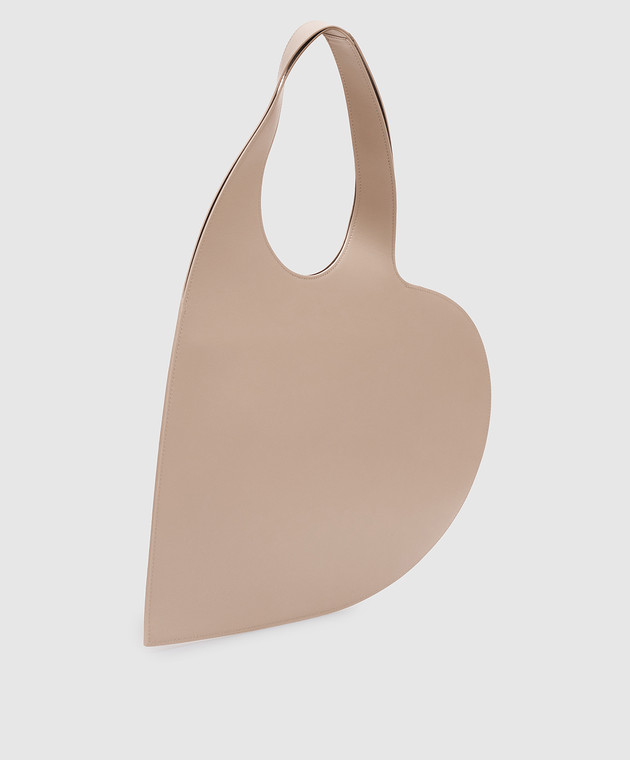 Coperni - Beige leather heart-shaped bag with logo