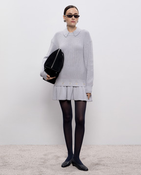 Rokh Gray wool sweater with removable peplum R3CA104