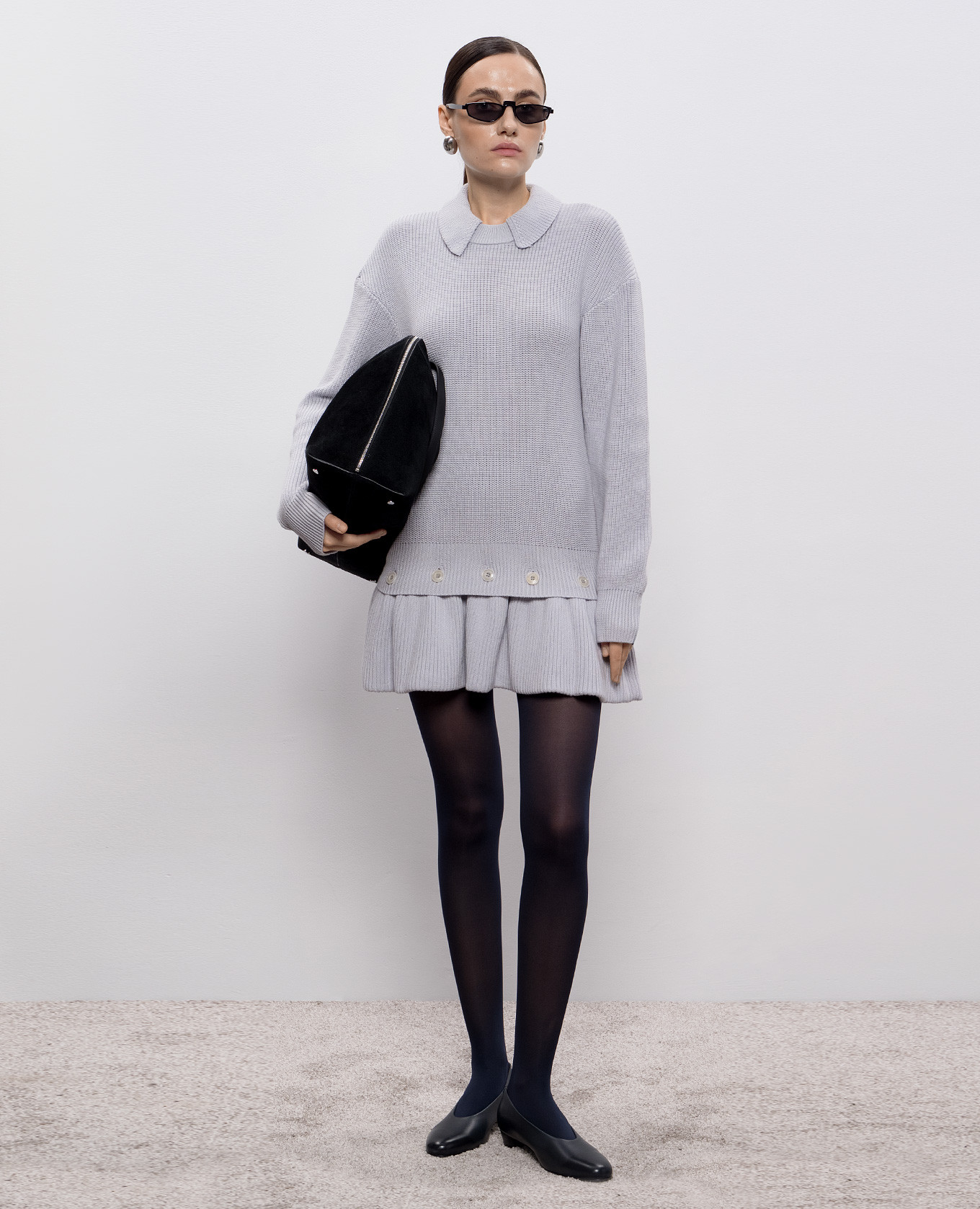 

Gray wool sweater with removable peplum Rokh, Grey
