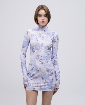 Off-White Blue mini dress with fresco print OWDB540S25JER002