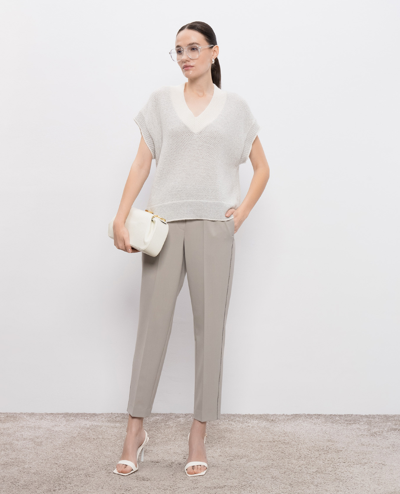 

Gray lurex wool vest Peserico, Grey