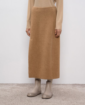 BOBOUTIC Brown camel wool and silk skirt 4966