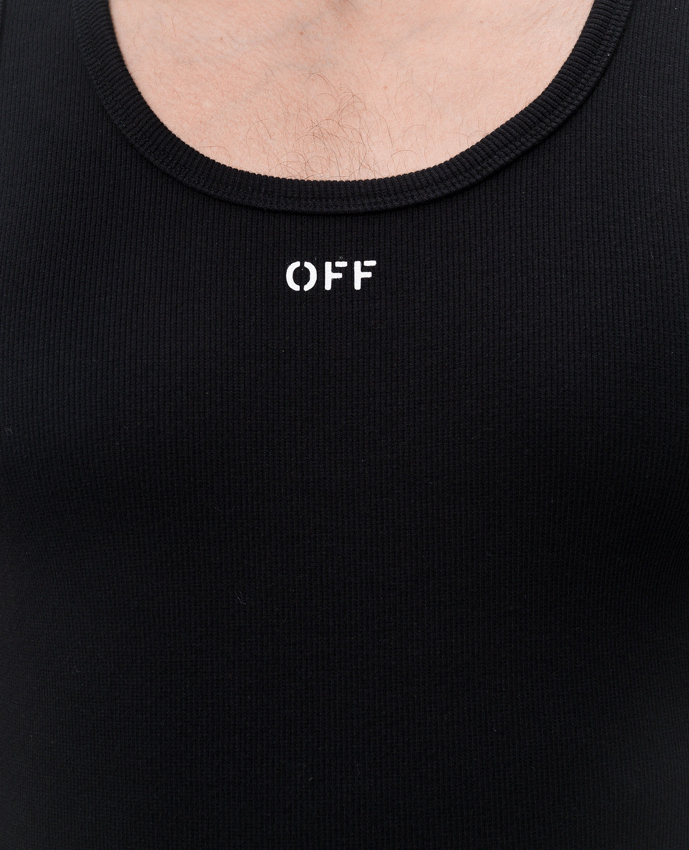 

Black ribbed T-shirt with logo emblem Off-White