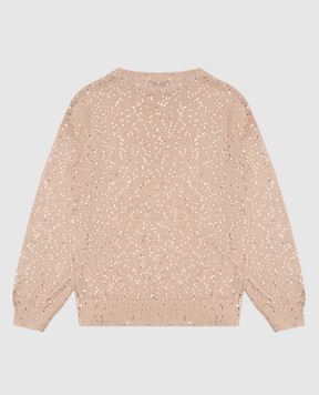 Brunello Cucinelli Children's beige linen and silk jumper with sequins B10M50000A