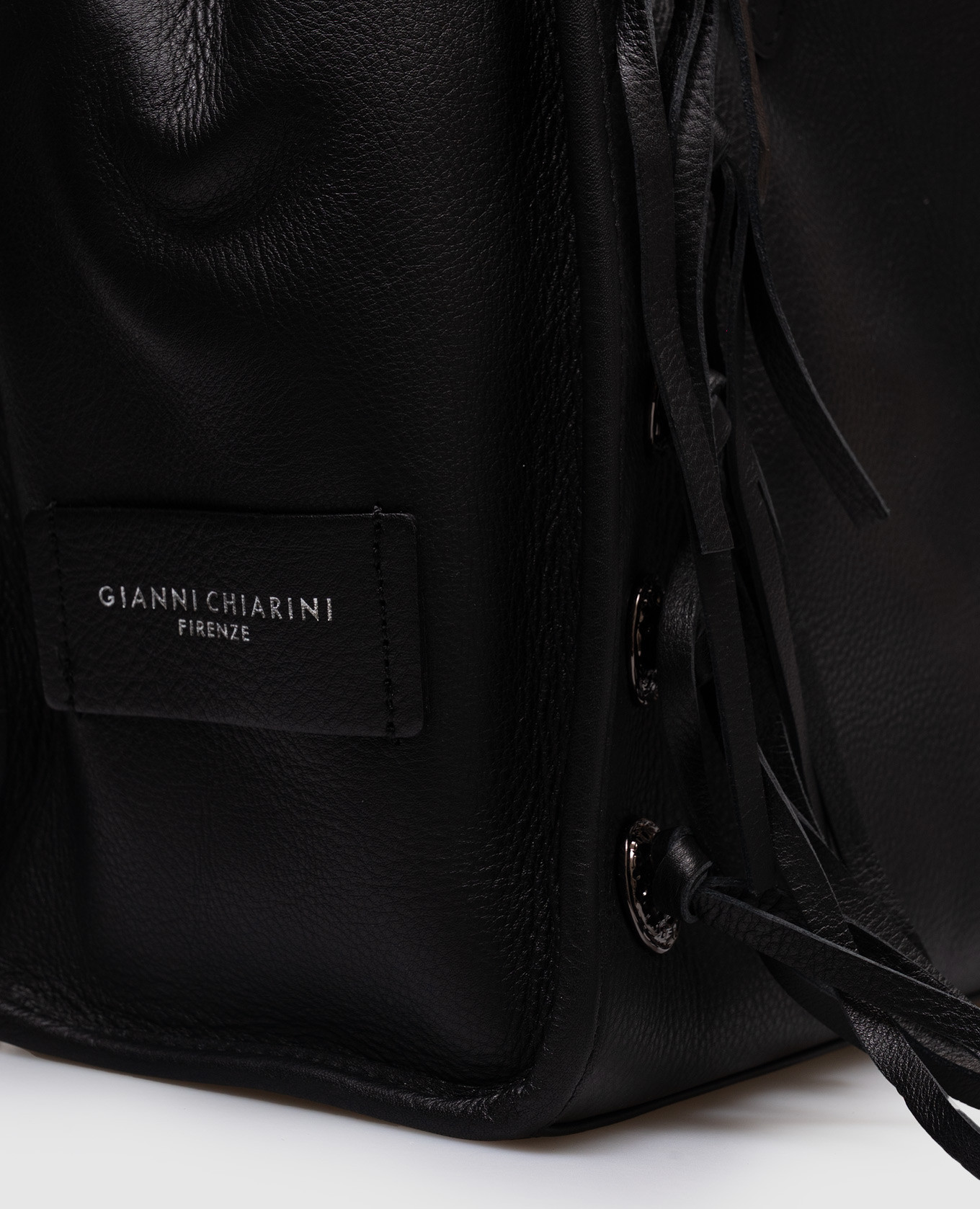 Marcella black leather tote bag with fringe Gianni Chiarini 4