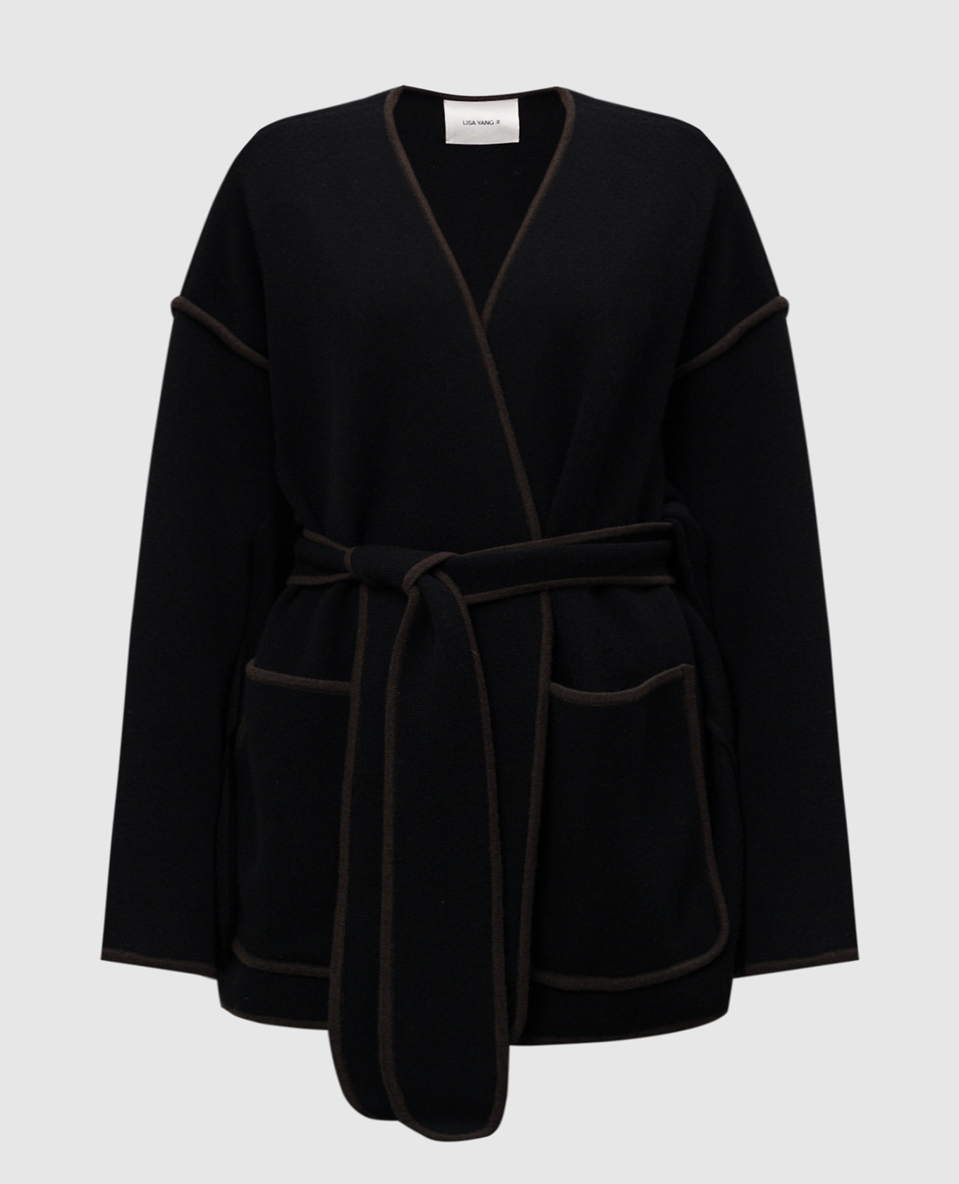 

Black Fiora-scented cashmere cardigan with edging LISA YANG
