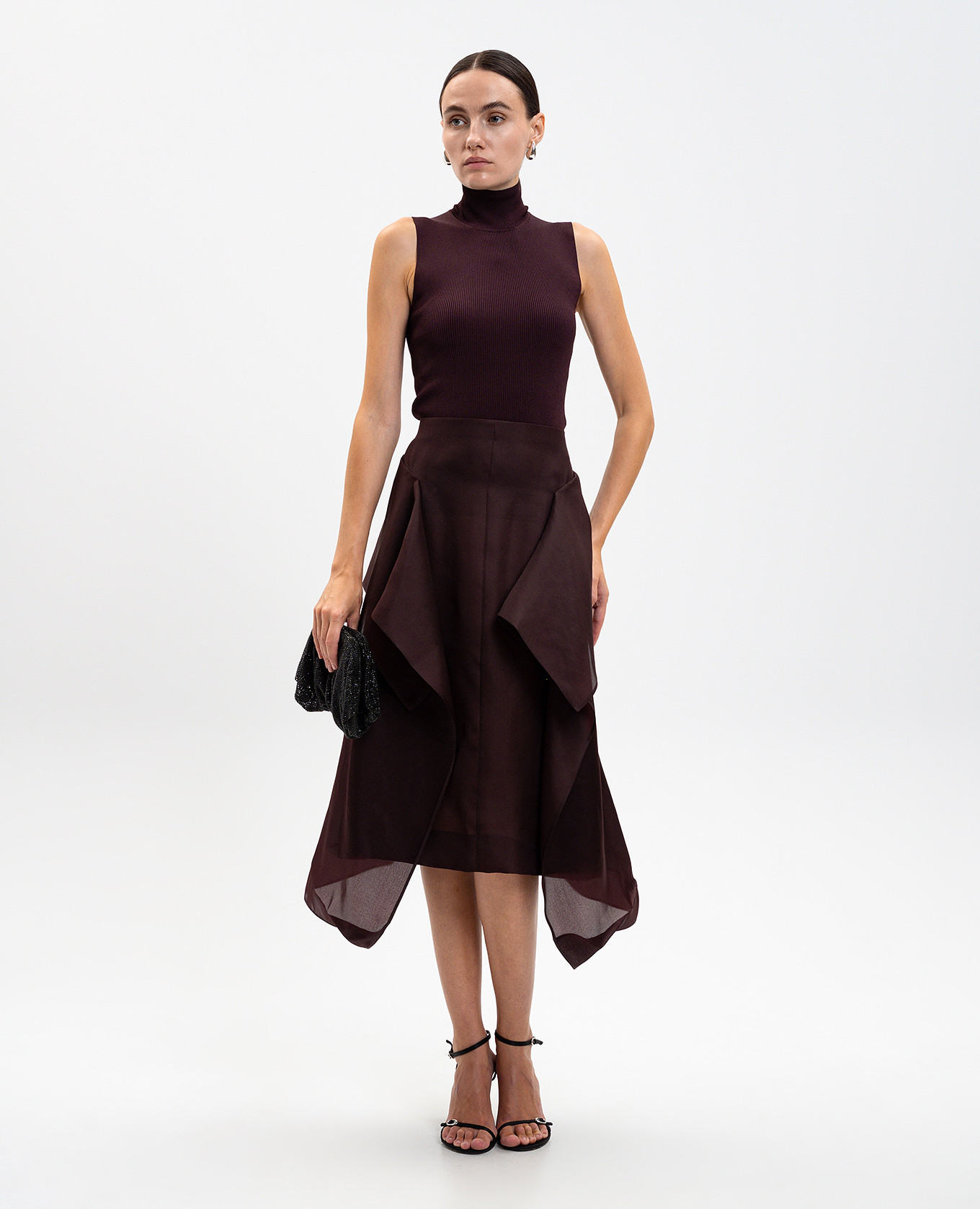 

Nina burgundy silk midi skirt Khaite