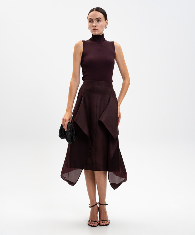 Khaite - Nina burgundy silk midi skirt 41563002 - shop with Ireland  delivery at Symbol