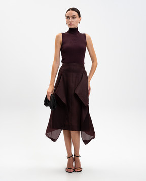 Khaite Nina burgundy silk midi skirt 41563002