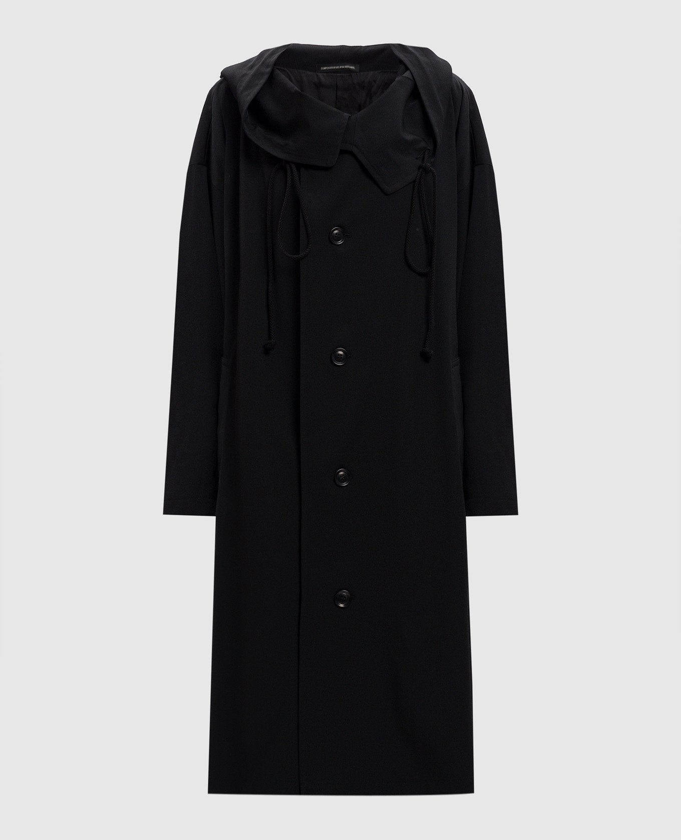 

Black linen cloak with hood Y` Yamamoto