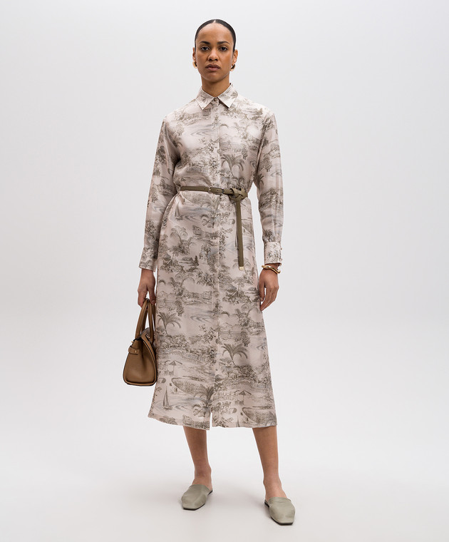 Max Mara - SVELTO beige printed silk midi dress SVELTO Max Mara - SVELTO beige printed silk midi dress SVELTO