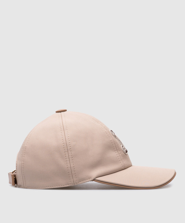 Max Mara - Beige Libero cap with logo monogram patch LIBERO - shop