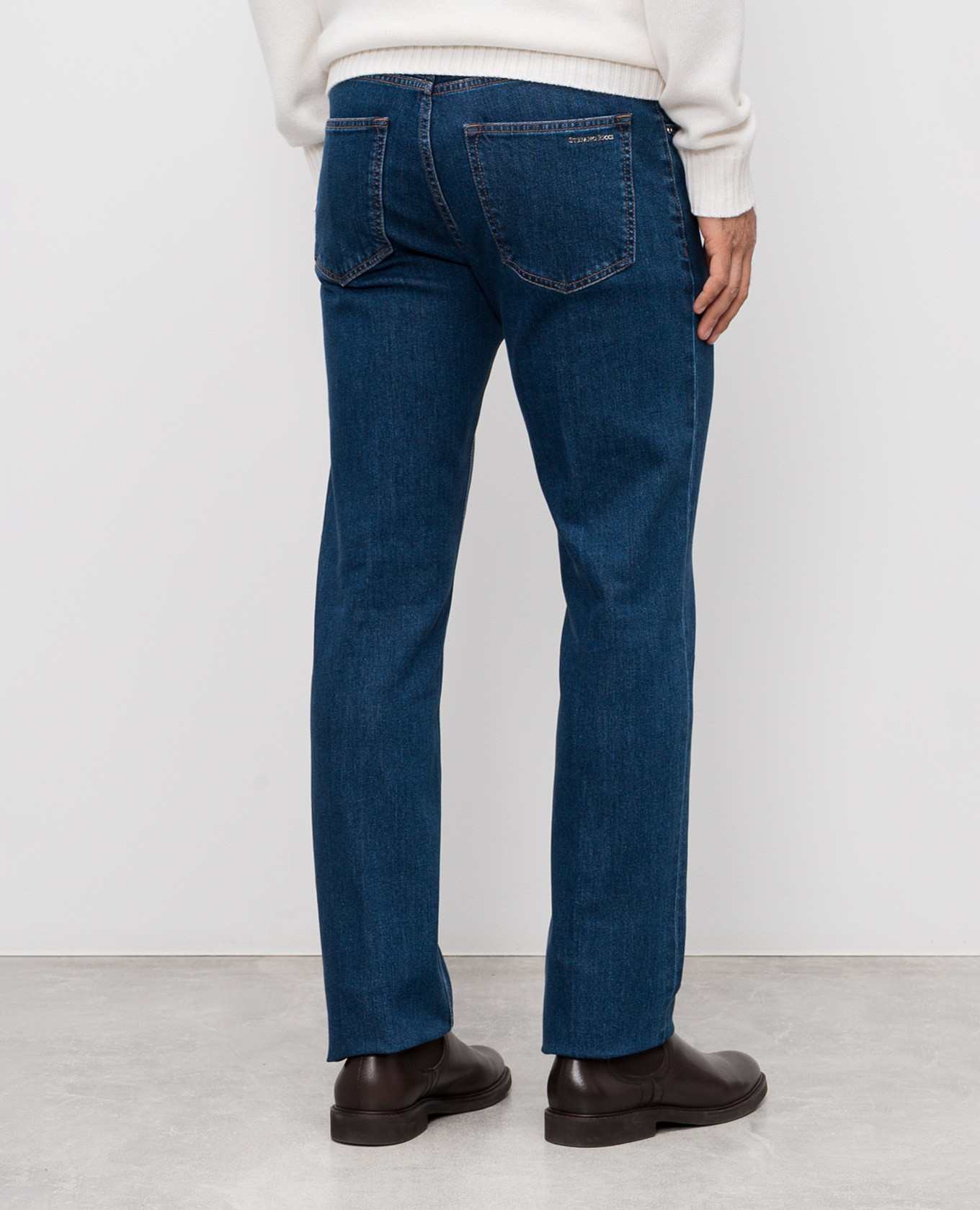 

Blue jeans with logo patch Stefano Ricci