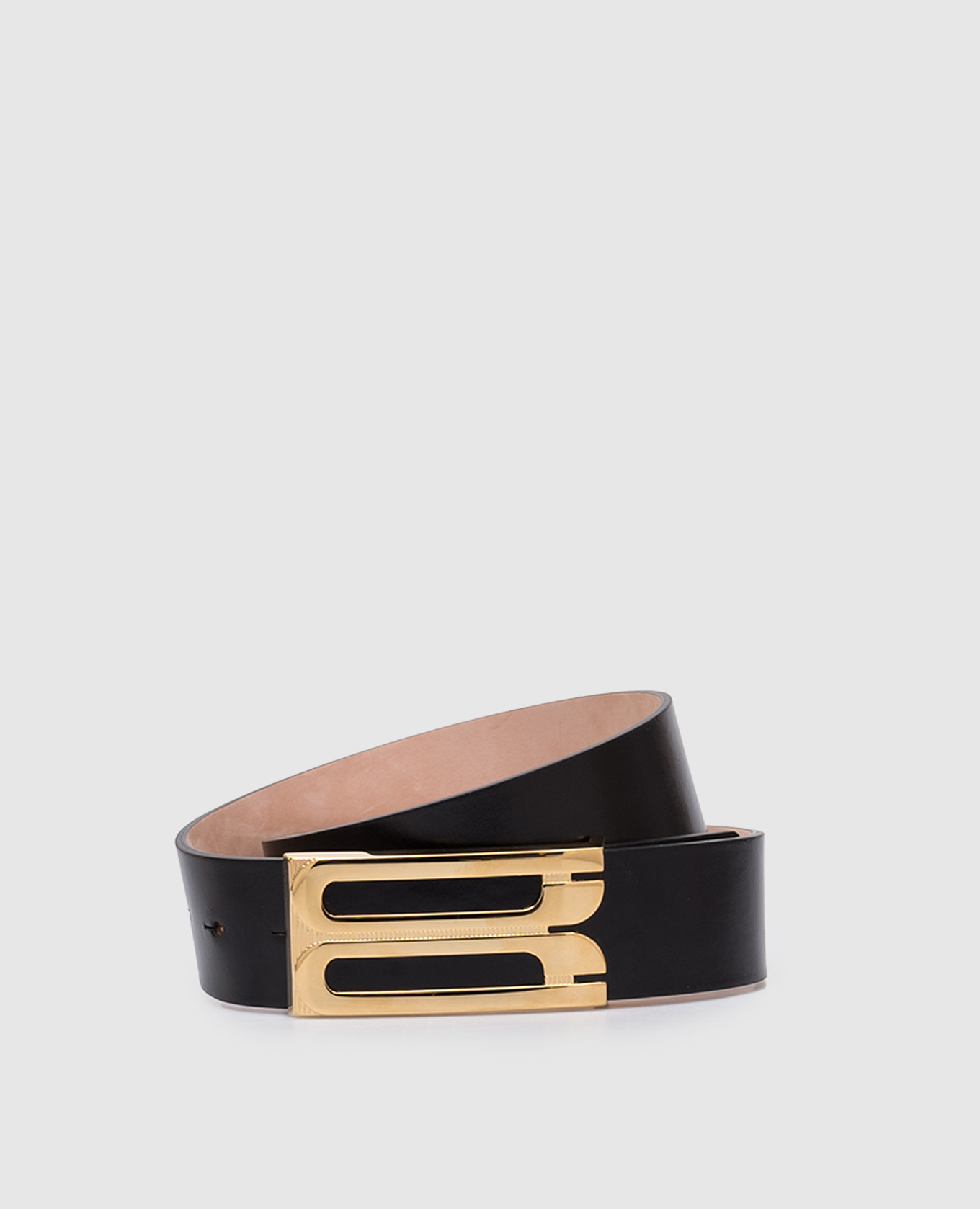Jumbo frame black leather belt victoria beckham