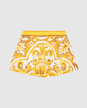 Dolce&Gabbana Children's yellow shorts with Majolica print L53Q29FI5JV