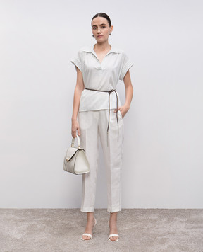 Peserico Blue blouse with monil chain S06173L100481