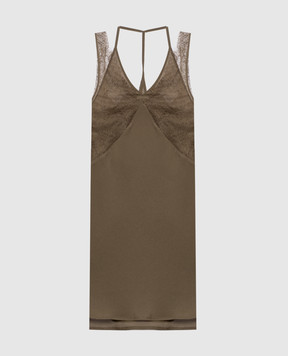 Jacob Lee Khaki double-layer silk top WST0228SS25LO