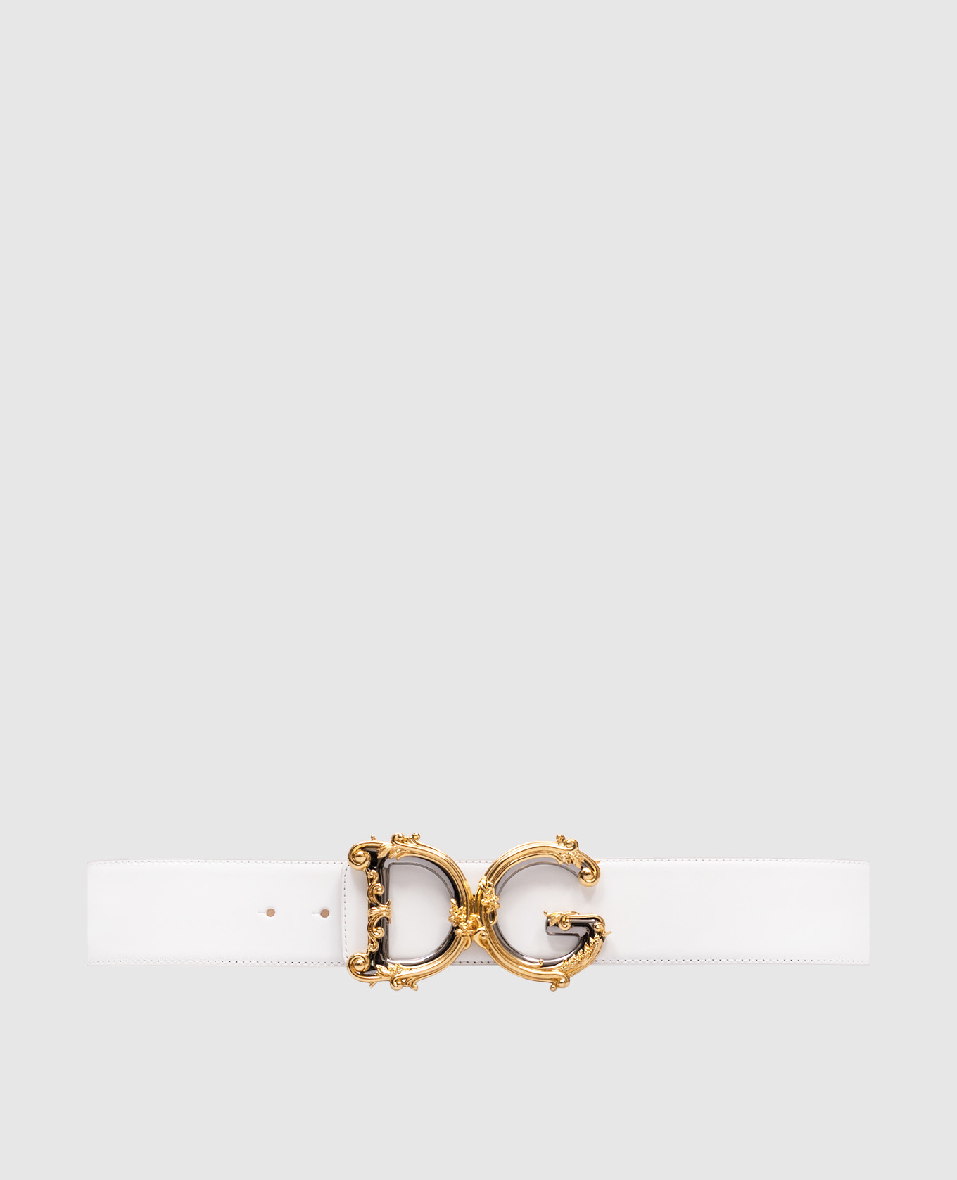 

White leather belt with monogram logo Dolce&Gabbana