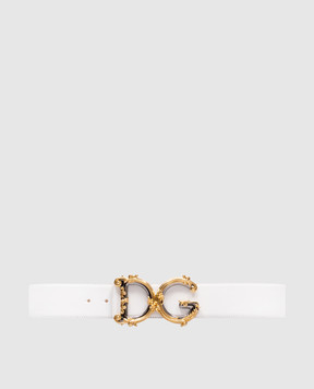 Dolce&Gabbana White leather belt with monogram logo BE1336AZ831
