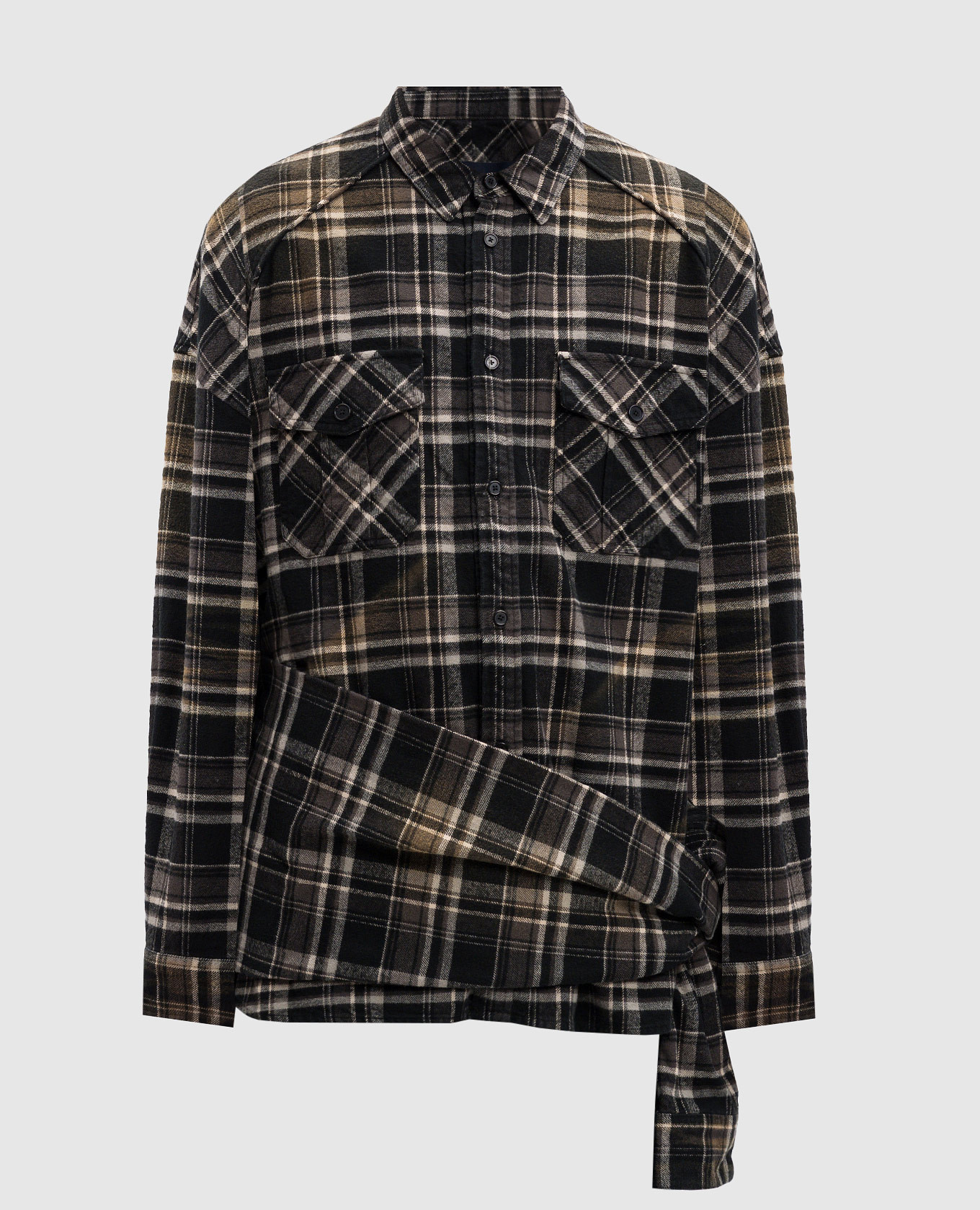

Black checked shirt with additional sleeves Juun.j
