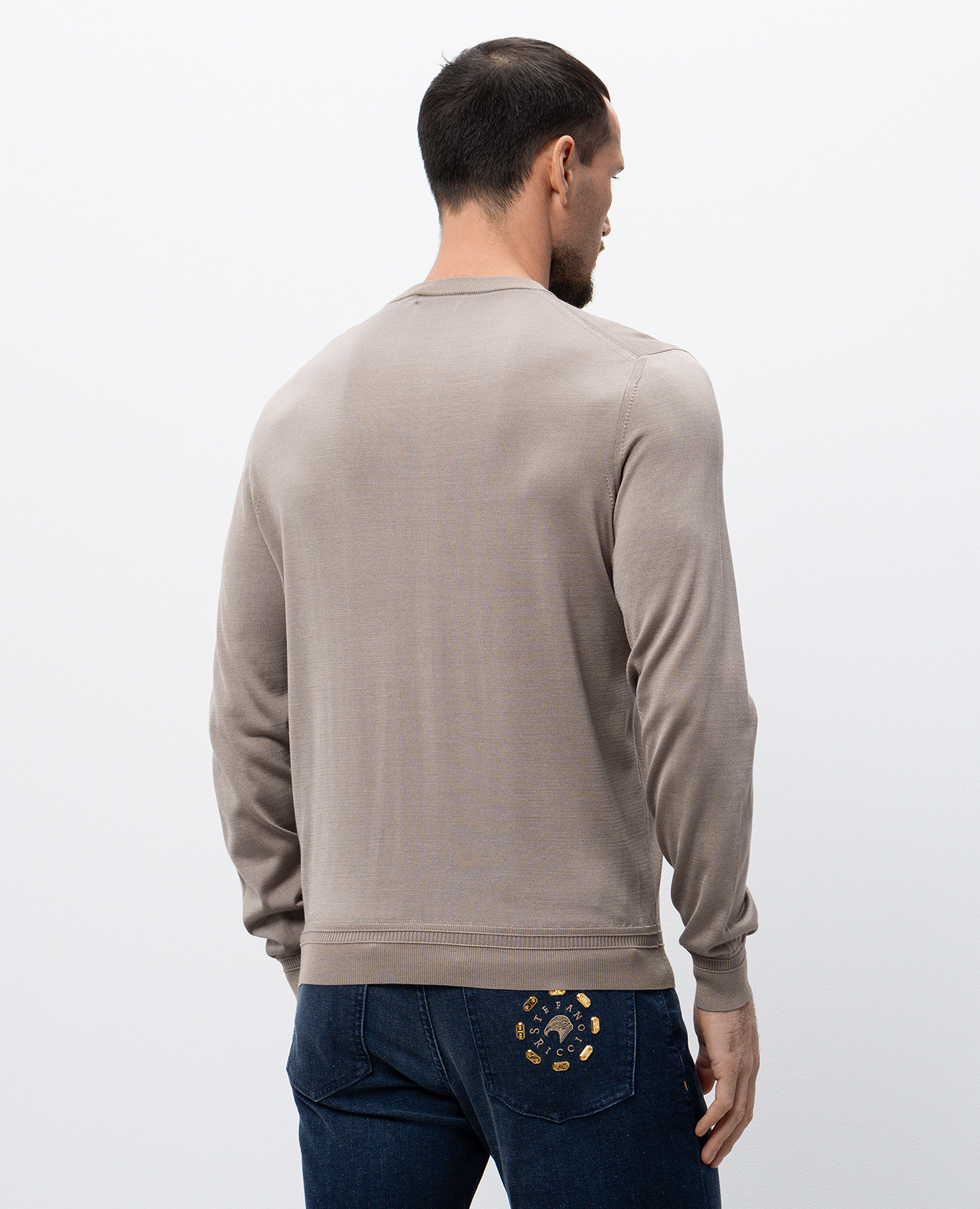 

Grey silk jumper with monogram logo Stefano Ricci