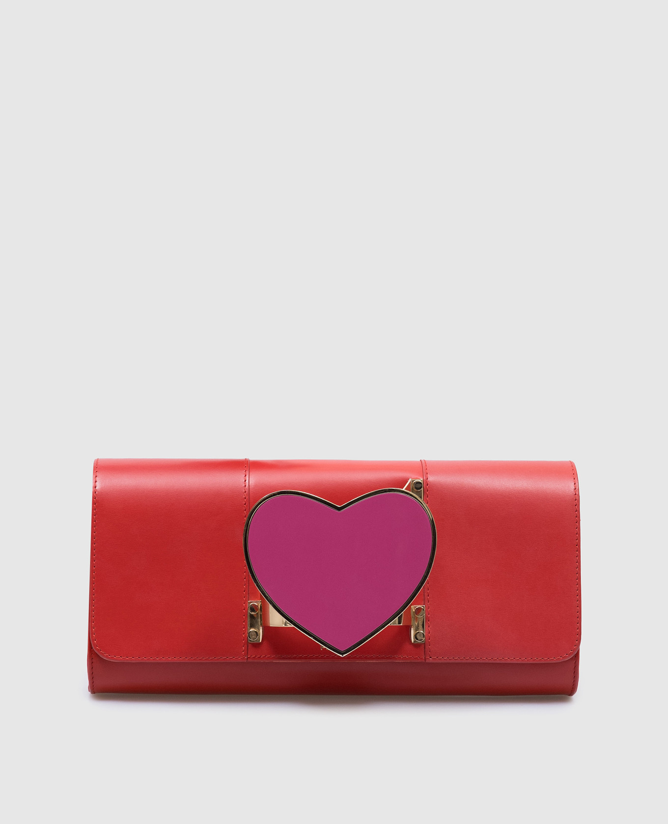

Red leather clutch with a metal element Perrin