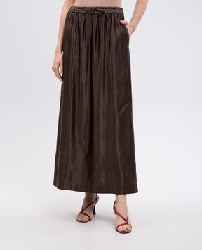 Lou Lou Studio LIAM brown linen and silk skirt LIAM