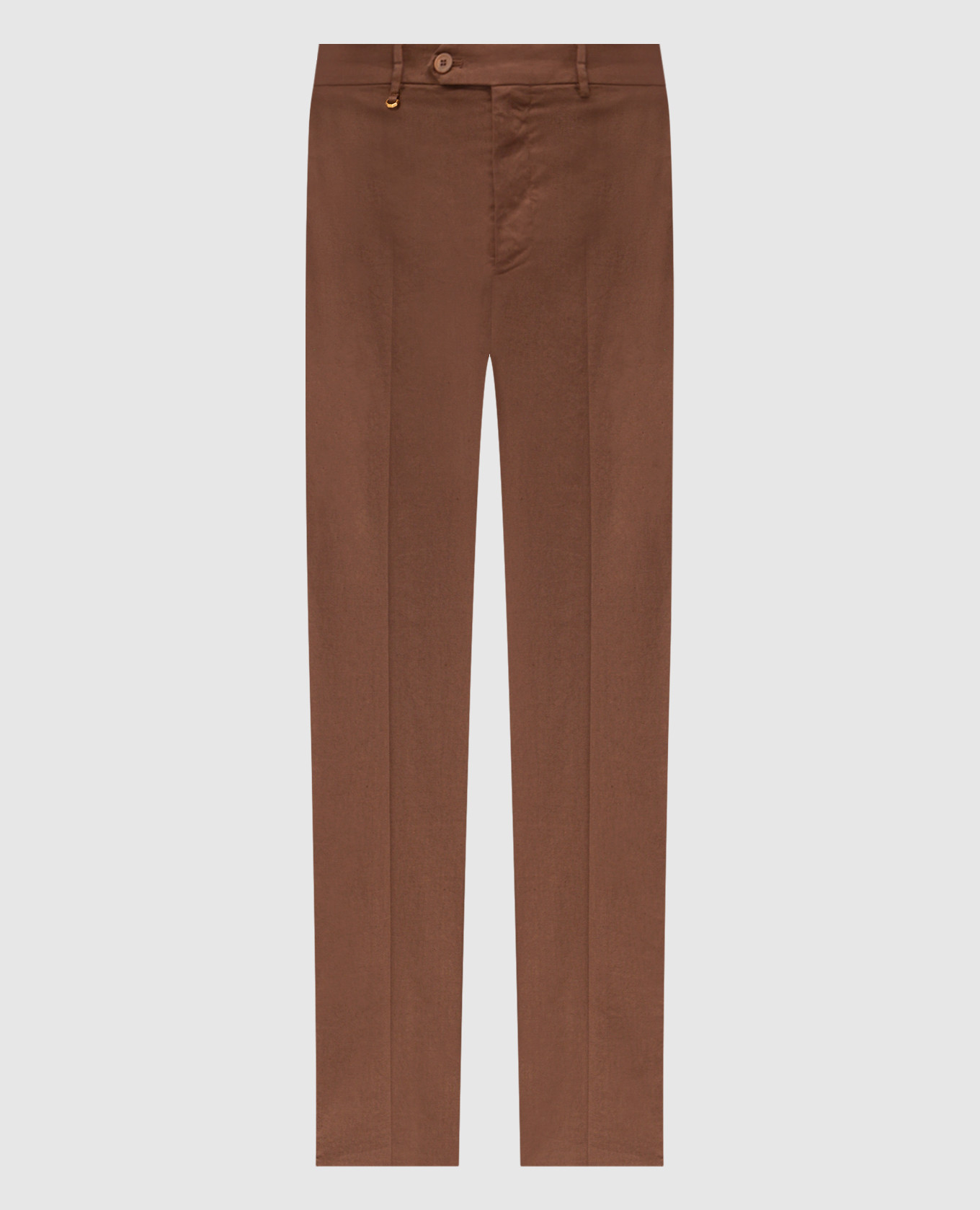 

Brown linen pants with logo emblem Stefano Ricci