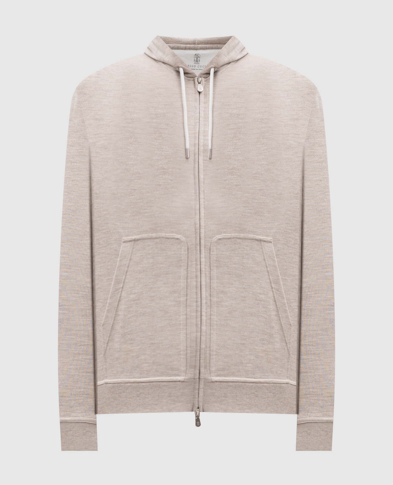 Beige melange sports jacket with cashmere and silk brunello cucinelli