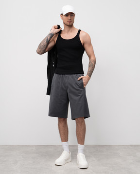 Dolce&Gabbana Black ribbed T-shirt with logo patch G8PA8TFU7AV