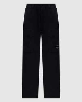 C.P. Company Black cargo pants with logo MPA066A110324G