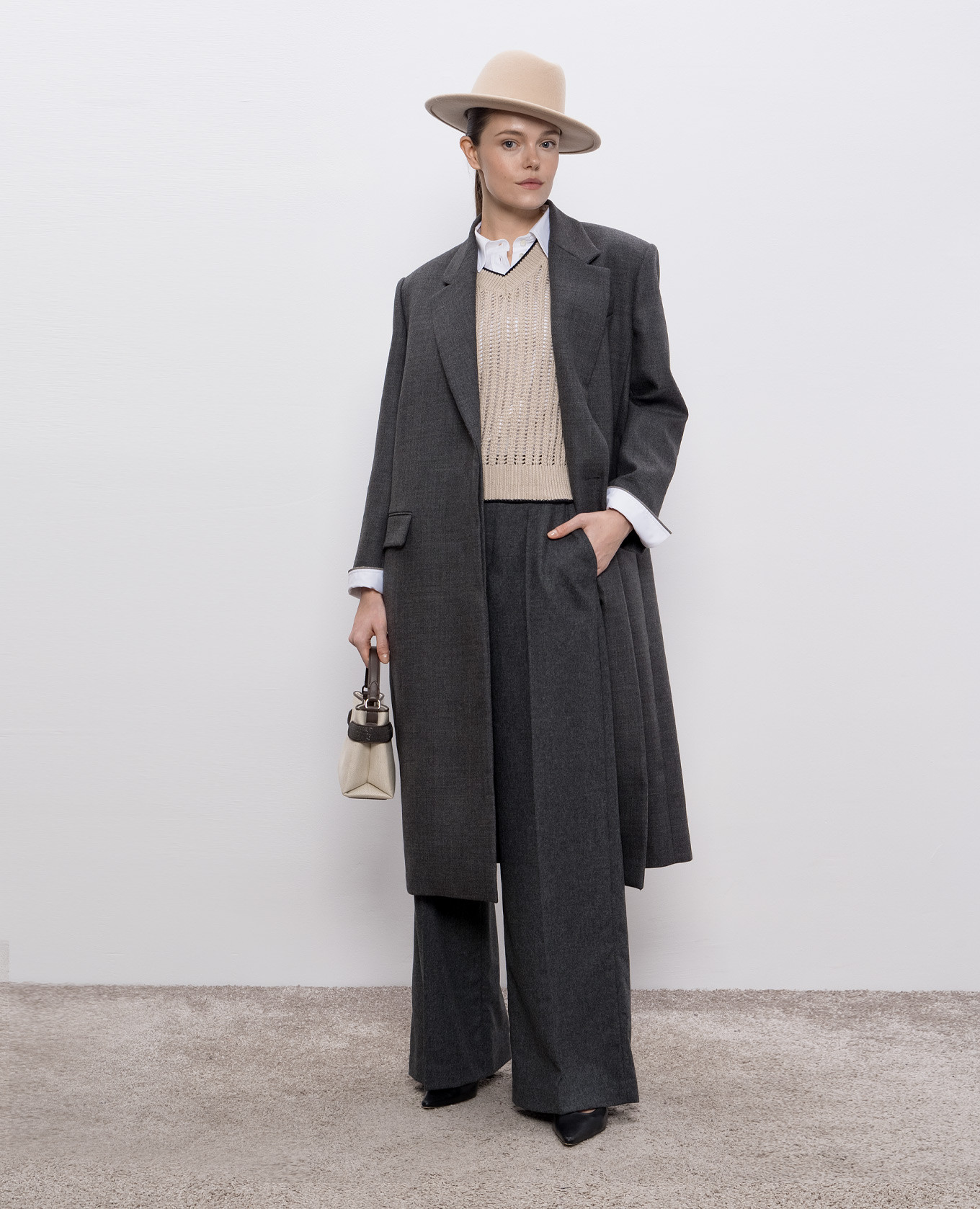 

Gray Loose Pants Made of Wool and Cashmere Brunello Cucinelli, Grey