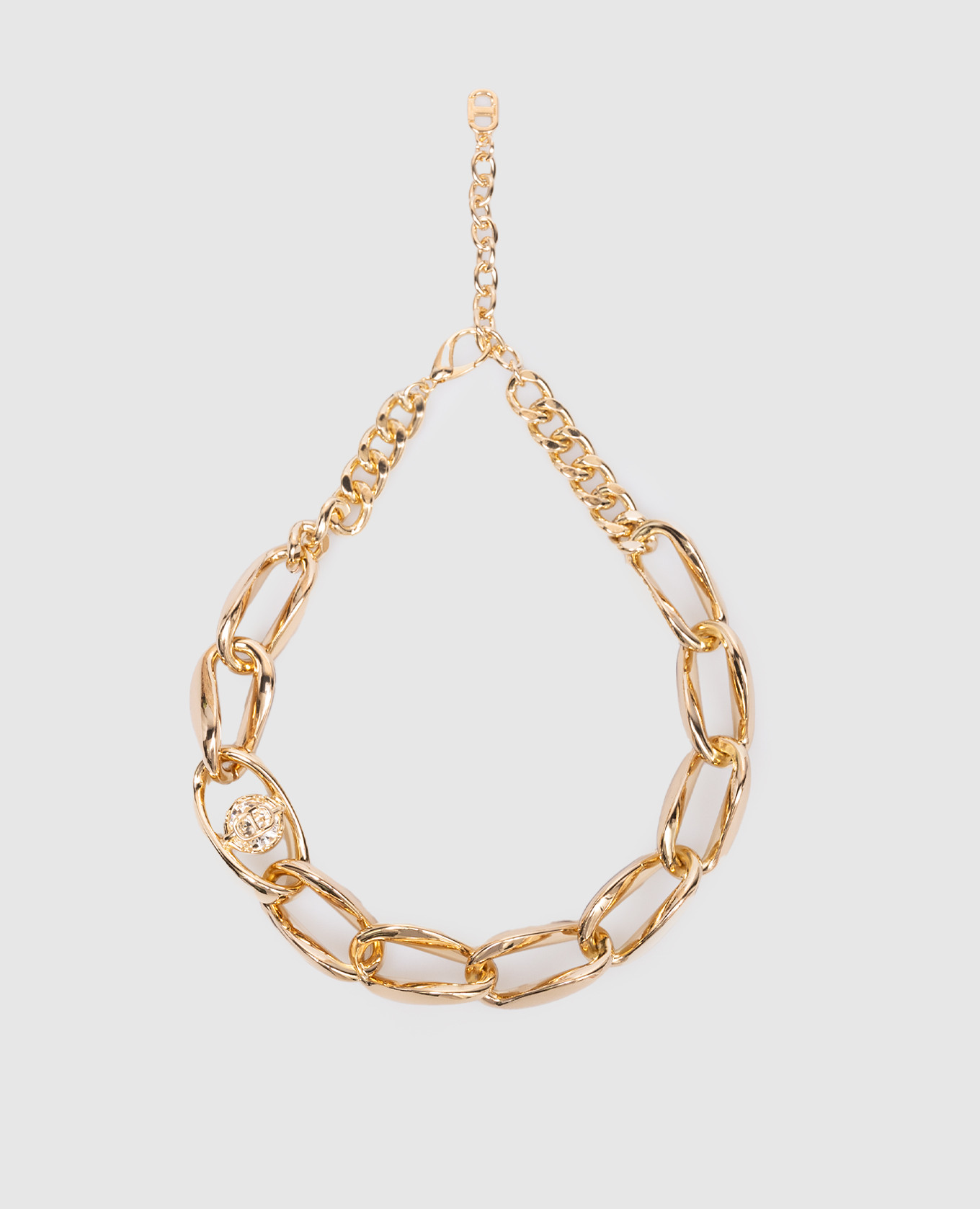 

Golden necklace in the form of a chain with a logo Twinset, Золотистый