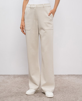 Max Mara Beige RONNIE pants with logo embroidery RONNIE
